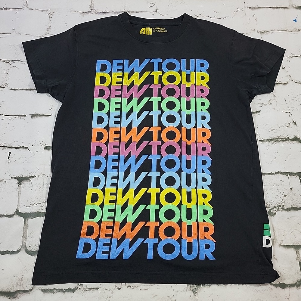Dewtour T-Shirt Womens‎ Sz M Medium Black Graphic Rainbow
